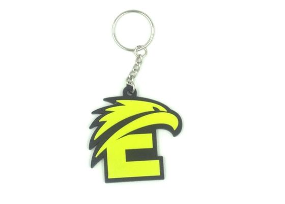 China Eco - Friendly PVC Soft Custom Shaped Keyrings Yellow Eagle Shape Key Chain supplier