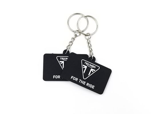 China Black Double Size Custom Logo Keychains , Promotional Key Rings 50mmx35mmx2mm supplier