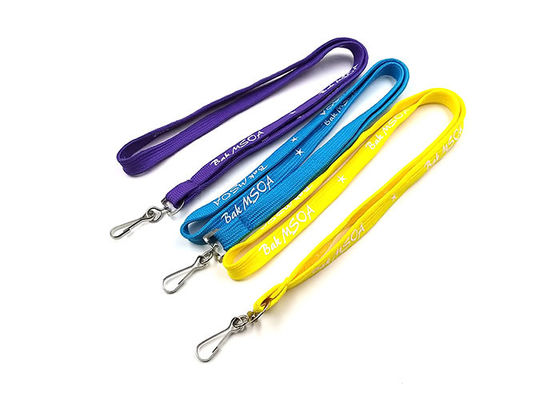 China Classic Logo Custom Tubular Lanyards Flat Strap With Hook For ID Badge supplier