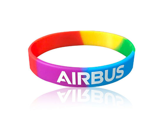 Segmented Sports Silicone Wristbands Debossed In Fill Colors For Women Men supplier