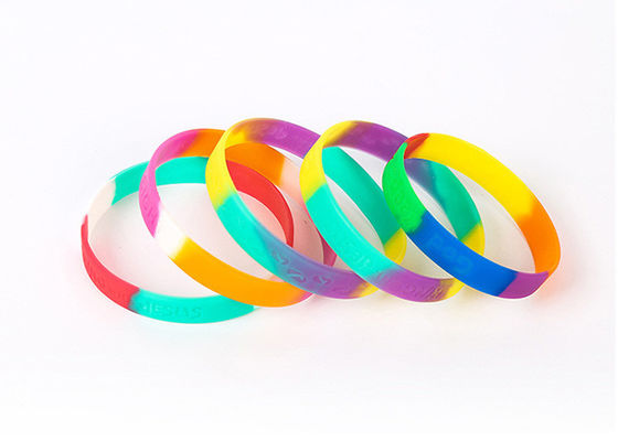 Segmented Sports Silicone Wristbands Debossed In Fill Colors For Women Men supplier