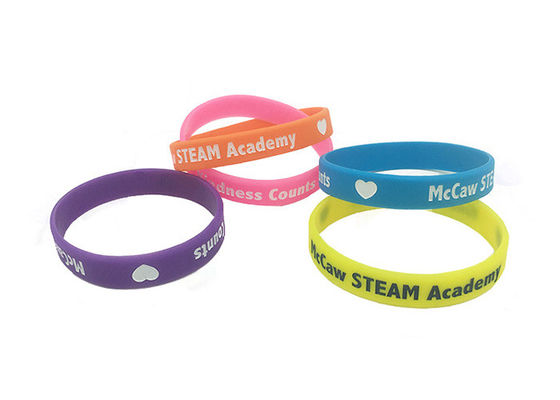 Customized Logo Debossed Silicone Wristbands , Cool Silicone Wristbands For Event supplier