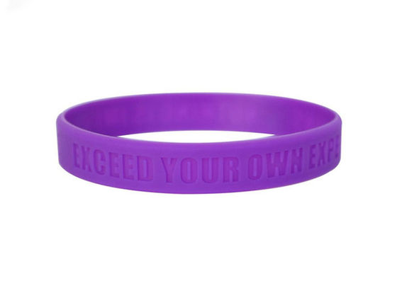 Customized Debossed Sports Silicone Wristbands 202x12x2mm Solid Colors supplier