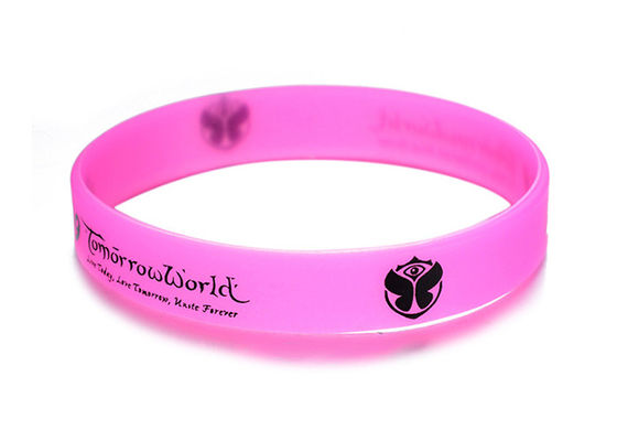 OEM Glow in the dark printed custom design logo silicone bracelet wristband rubber supplier