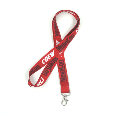 Logo Customized Red Dye Sublimated Lanyards Polyester Material With Thumb Trigger supplier
