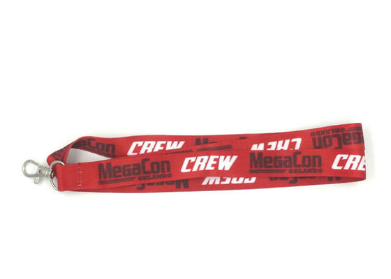 Logo Customized Red Dye Sublimated Lanyards Polyester Material With Thumb Trigger supplier