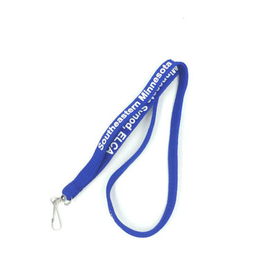 Blue Polyester Custom Tubular Lanyards Heat Transfer Printing For ID Badge supplier