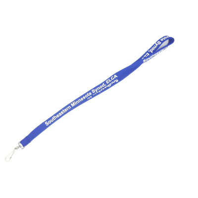Blue Polyester Custom Tubular Lanyards Heat Transfer Printing For ID Badge supplier
