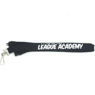 Personalized Black Custom Tubular Lanyards Printed Neck Strap With Swivel J Hook supplier