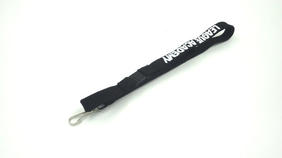 Personalized Black Custom Tubular Lanyards Printed Neck Strap With Swivel J Hook supplier