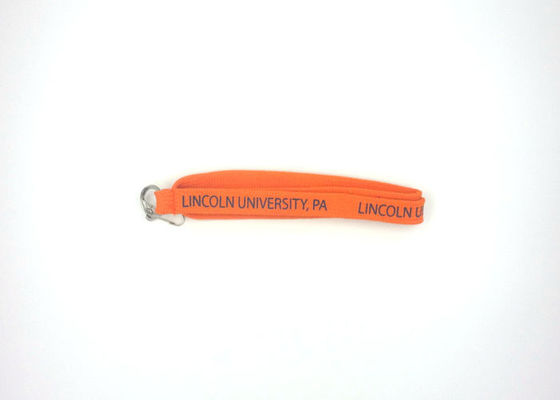 Orange Black Logo Personalized Lanyards With Pictures For Business License supplier