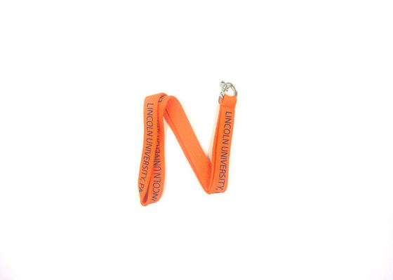 Orange Black Logo Personalized Lanyards With Pictures For Business License supplier