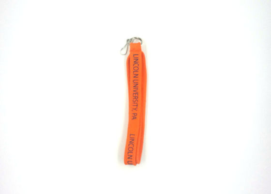 Orange Black Logo Personalized Lanyards With Pictures For Business License supplier