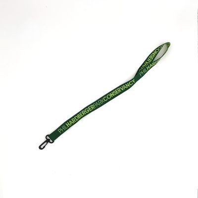 460mm Length Custom Woven Neck Lanyards Light Green Logo With Plastic Hook supplier