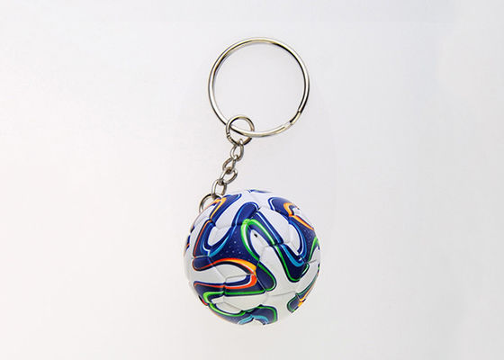 Mini 3D Cartoon Pvc Rubber Keychain , Football Shape Soft Pvc Custom Keyrings supplier
