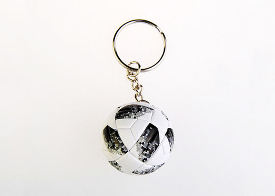Mini 3D Cartoon Pvc Rubber Keychain , Football Shape Soft Pvc Custom Keyrings supplier