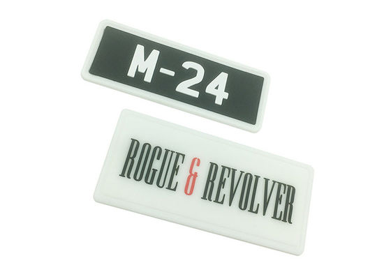 Embossed Sewn Single Custom Patches 3D PVC Badge Appliques With Button Loop supplier