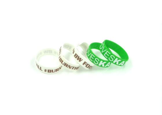 Logo Infilled Silicone Sports Bracelets , White / Brown Silicone Rubber Bands supplier