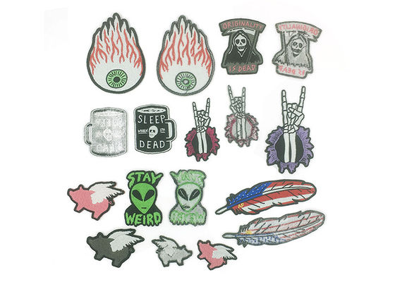 Clothes Iron On Embroidery Patches For Jackets , Embroidered Sew On Custom Badges supplier