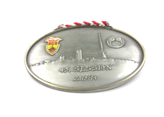 Die Casting Personalized Gold Medals , Custom Metal Medallions With Twisted Rope supplier