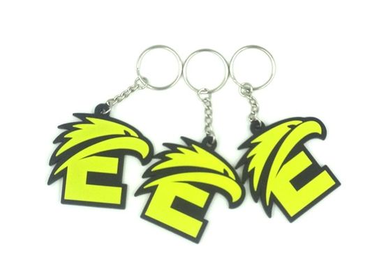Eco - Friendly PVC Soft Custom Shaped Keyrings Yellow Eagle Shape Key Chain supplier