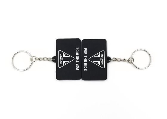 Black Double Size Custom Logo Keychains , Promotional Key Rings 50mmx35mmx2mm supplier