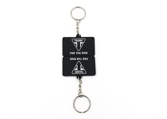 Black Double Size Custom Logo Keychains , Promotional Key Rings 50mmx35mmx2mm supplier