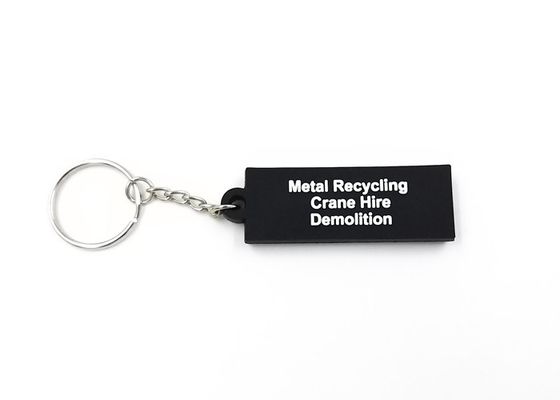 Personalized Rectangle Shape Soft PVC Keychains Double Side Rubber Material supplier