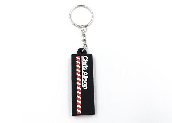 Personalized Rectangle Shape Soft PVC Keychains Double Side Rubber Material supplier