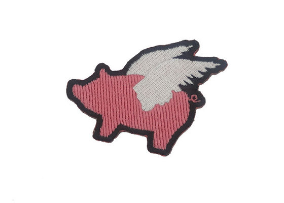 Custom Shape Adhesive Embroidered Patches Durable And Washable Pink / Gray Color supplier