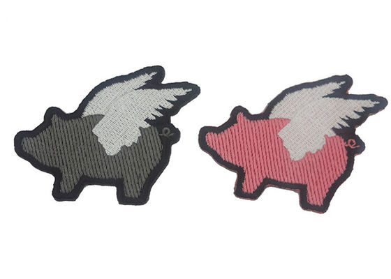 Custom Shape Adhesive Embroidered Patches Durable And Washable Pink / Gray Color supplier