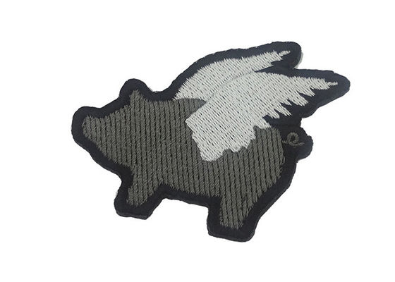 Custom Shape Adhesive Embroidered Patches Durable And Washable Pink / Gray Color supplier