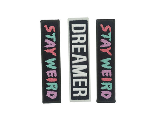 Hot Melt Adhesive Embroidered Cloth Patches , Durable Custom Embroidered Patches For Hats supplier