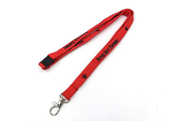 Popular Red Custom Tubular Lanyards Polyester Material Silkscreen Printing Logo supplier