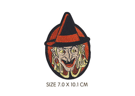 Twill Custom Halloween Stickers , Pumpkin Scarecrow Iron On Patches Embroidered Patch supplier