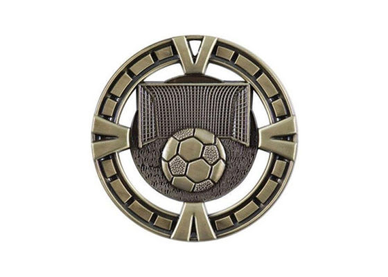 Polish Backside Sports Match Badge With Ribbon / Custom Metal Medallions supplier