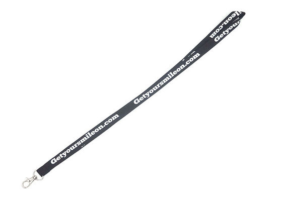 Durable Black 470mm Length Custom Polyester Lanyards Black Color Highly Safety supplier