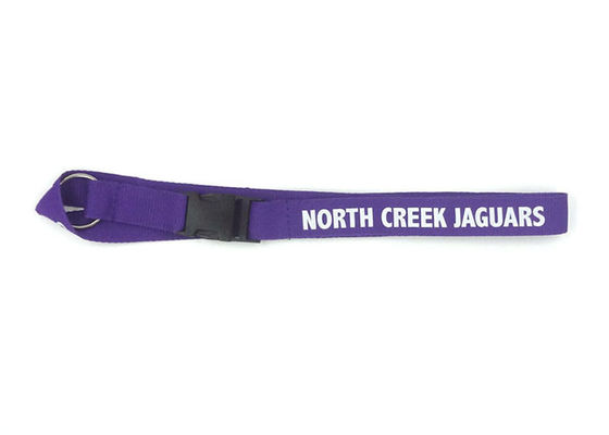Durable Purple Imprint Polyester Lanyards Eco Friendly Material With Key Ring supplier